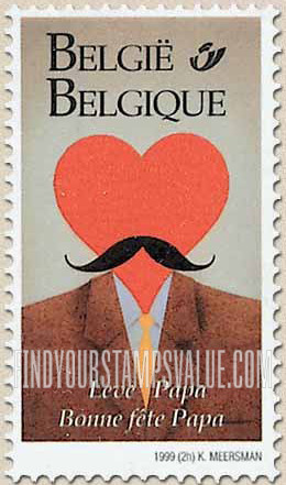 FindYourStampsValue: Greetings Stamps: Heart-shaped head on man