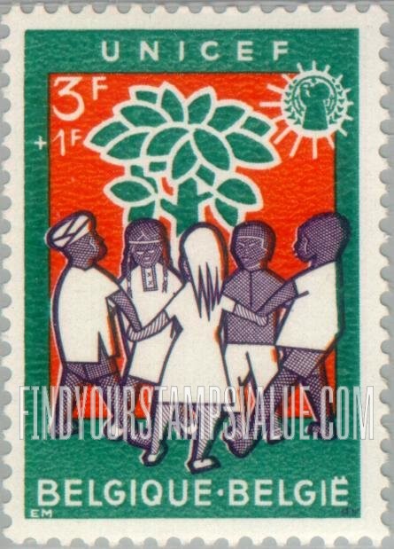 FindYourStampsValue: Semi-Postal, UNICEF: Children of various races dancing