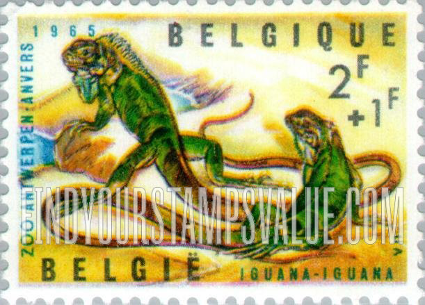 FindYourStampsValue: Semi-Postal, Animals from Antwerp Zoo: Common iguanas