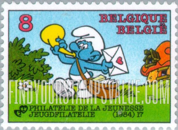 FindYourStampsValue: Youth Philately: Postman smurf