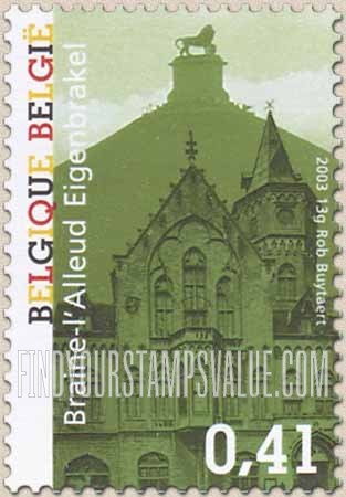 FindYourStampsValue: Tourism: City Hall, lion statue (Braine l’Alleud)