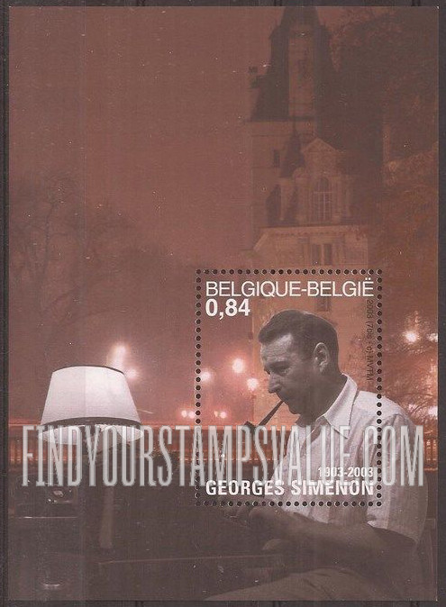 FindYourStampsValue: Georges Simenon (1903-89), Writer: Simenon at typewriter