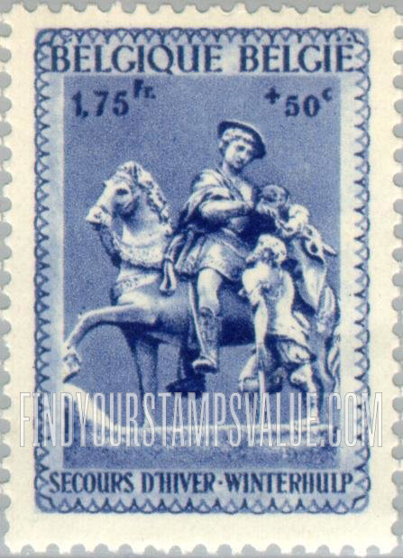 FindYourStampsValue: Semi-Postal: Statue of St. Martin, Hal, Brabant