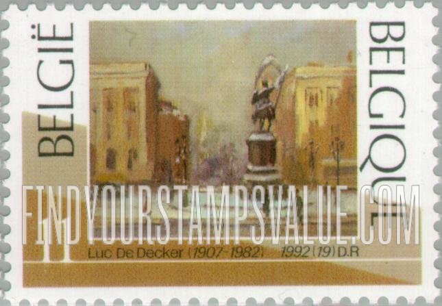 FindYourStampsValue: The Brussels Place Royale in Winter, by Luc De Decker