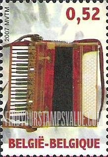 FindYourStampsValue: Accordions: Accordion with piano-like keyboard at left