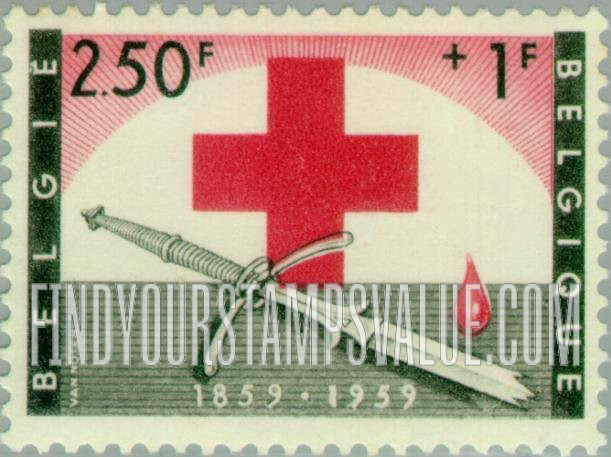 FindYourStampsValue: Semi-Postal: Red Cross, broken sword and drop of blood