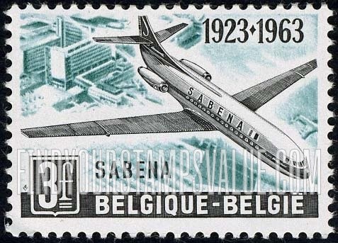 FindYourStampsValue: Caravelle over Brussels National Airport