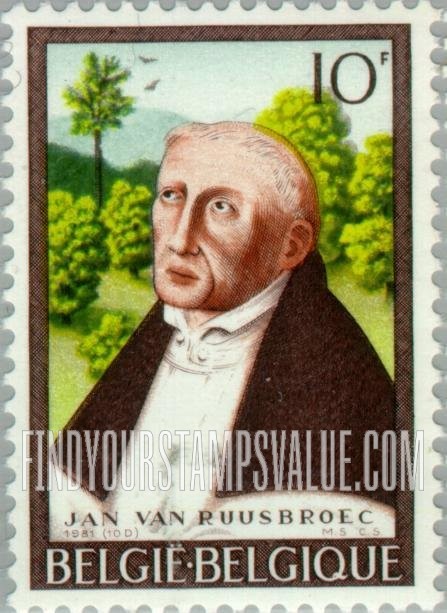 FindYourStampsValue: Jan van Ruusbroec, Flemish mystic, 500th birth anniversary