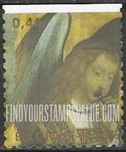 FindYourStampsValue: Angels painted by Hans Memling: Head of Angel Playing Trumpet
