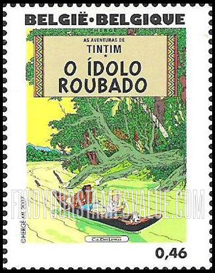 FindYourStampsValue: The Adventures of Tintin: Tintin book covers translated in Por tuguese (O Idolo Roubado)