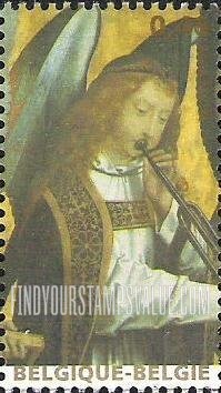 FindYourStampsValue: Angels painted by Hans Memling: Angel Playing Trumpet