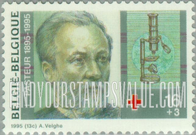 FindYourStampsValue: Semi-Postal, Belgian Red Cross: Louis Pasteur (1822-95), scientist