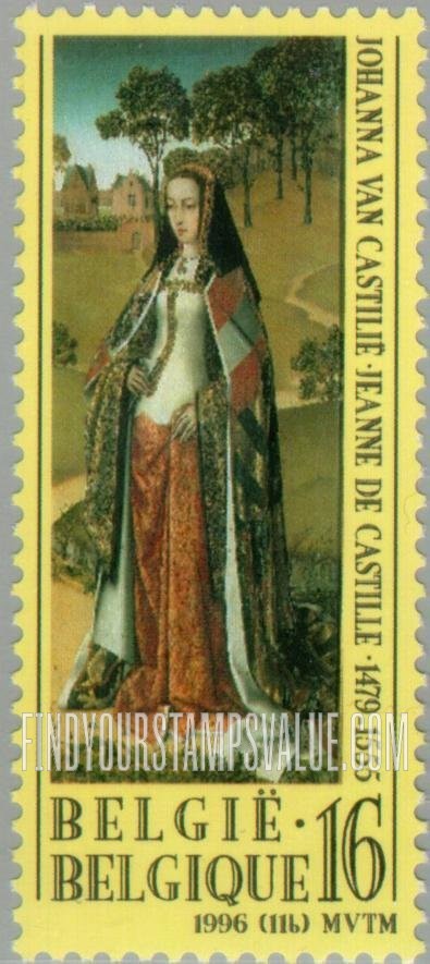 FindYourStampsValue: Paintings of Historical Figures, Portraits from town hall triptych, Zierikzee, Netherlands: Juana of Castile, the Mad (1479-1555)