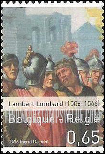 FindYourStampsValue: Painting Details, Paintings by Lambert Lombard (1506-66): L’Offrande de Joachim Refusée (six men)
