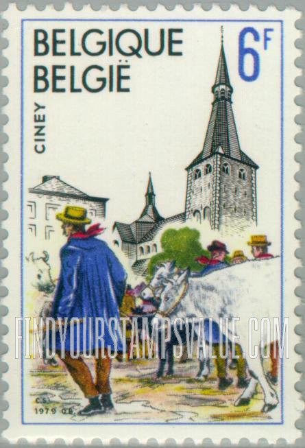 FindYourStampsValue: Tourism: St. Nicholas Church and cattle, Ciney