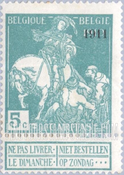 FindYourStampsValue: Semi-Postal: St. Martin of Tours Dividing His Cloak with a Beggar