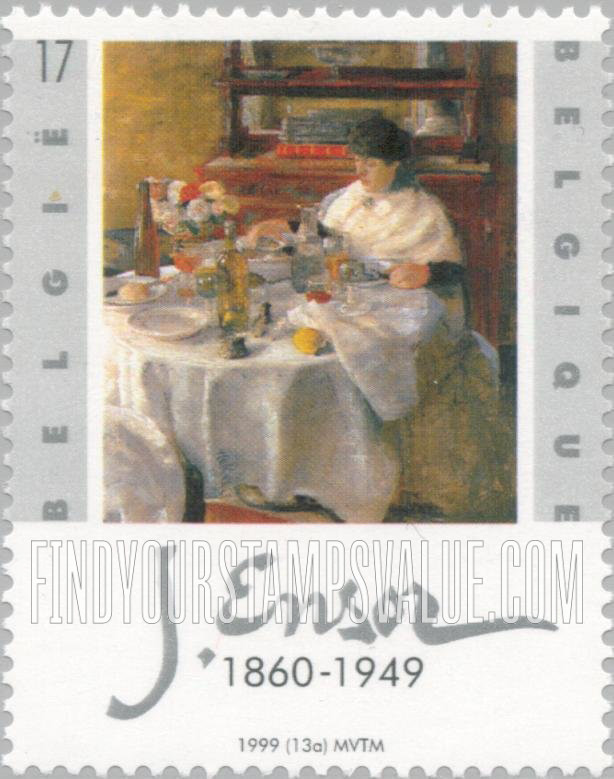 FindYourStampsValue: Painting, “Woman Eating Oysters”, by James Ensor (1860-1949)