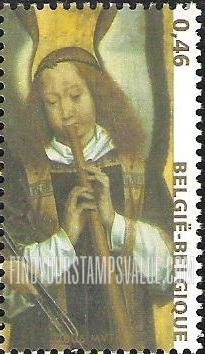 FindYourStampsValue: Angels painted by Hans Memling: Angel Playing Shawm