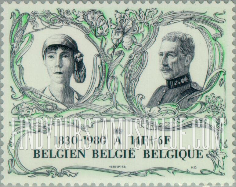 FindYourStampsValue: Semi-Postal, 150th Anniversary of Independence (Queens and Kings): Elisabeth, Albert I