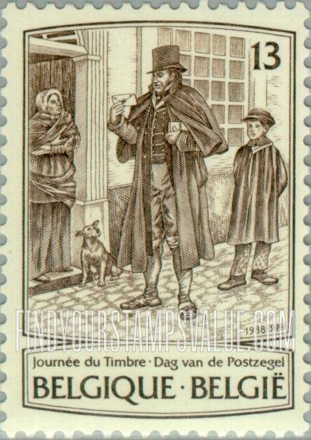 FindYourStampsValue: Stamp Day, Painting: 19th Century Postman, by James Thiriar