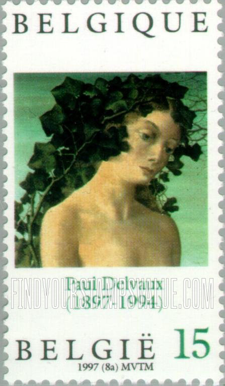 FindYourStampsValue: Paintings by Paul Delvaux (1897-1994), Details or entire paintings: Woman with garland of leaves in hair