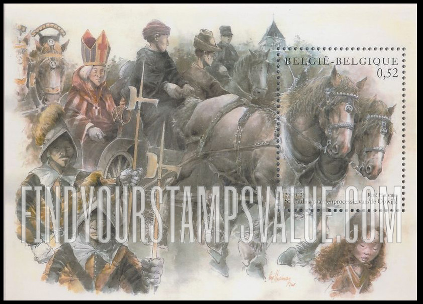 FindYourStampsValue: Horses: St. Paul’s Horse Procession, Opwijk, Centenary