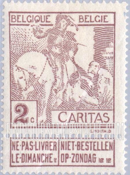 FindYourStampsValue: Semi-Postal: St. Martin of Tours Dividing His Cloak with a Beggar