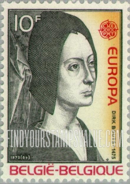FindYourStampsValue: Europa: Woman’s Head, detail from “Trial by Fire”, by Dirk Bouts