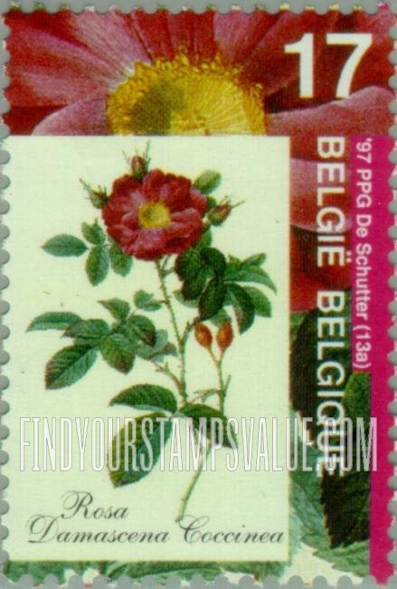 FindYourStampsValue: World Congress of Rose Societies: Rosa damascena coccinea