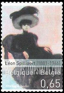 FindYourStampsValue: Painting Details, Paintings by Léon Spilliaert (1881-1946): De Dame met de Hoed (woman in hat)