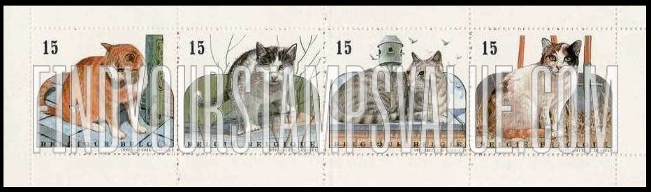 FindYourStampsValue: European House Cats: Brown & white, Black & white, Gray tabby, Calico