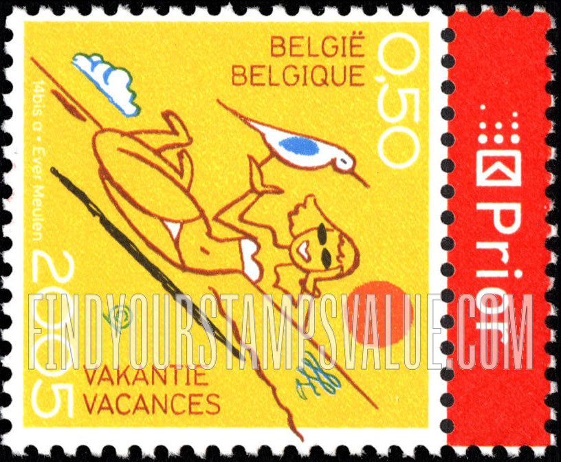 FindYourStampsValue: Vacations: Woman on beach, bird
