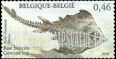 FindYourStampsValue: Fish of the North Sea: Raie bouclée (thornback ray)