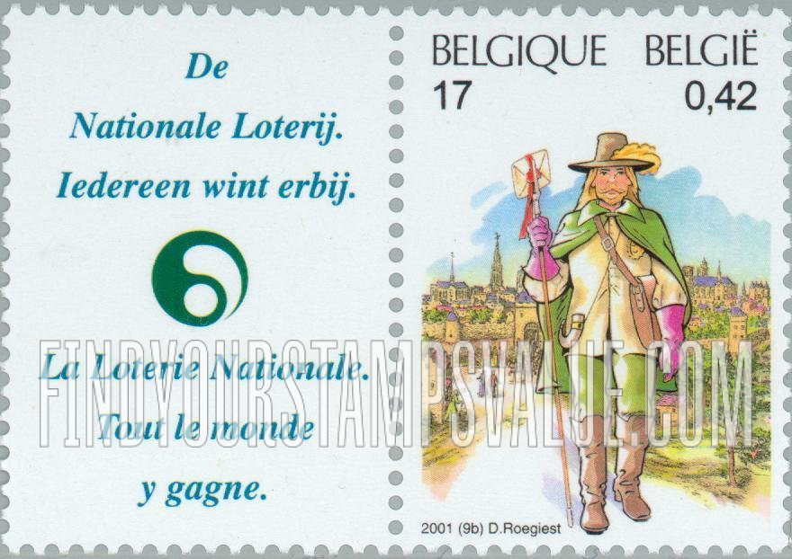 FindYourStampsValue: European Posts, 500th Anniversary: 17th century postman on road near Brussels
