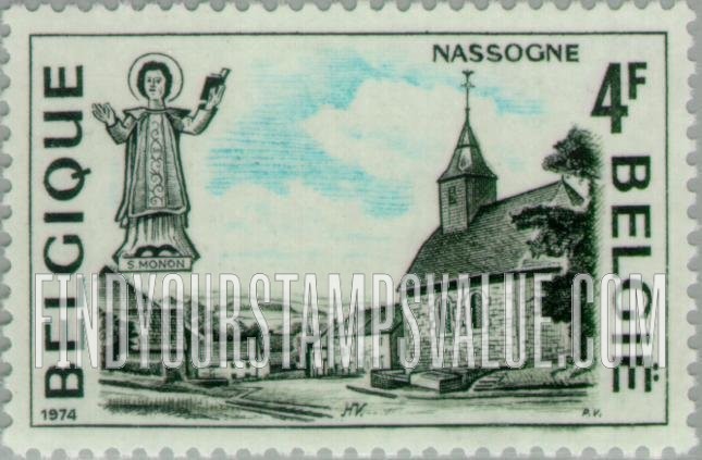 FindYourStampsValue: St. Monan and church, Nassogne