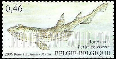 FindYourStampsValue: Fish of the North Sea: Petite roussette (dogfish)