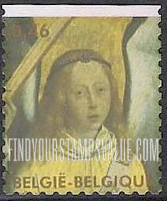 FindYourStampsValue: Angels painted by Hans Memling: Head of Angel Playing Lute
