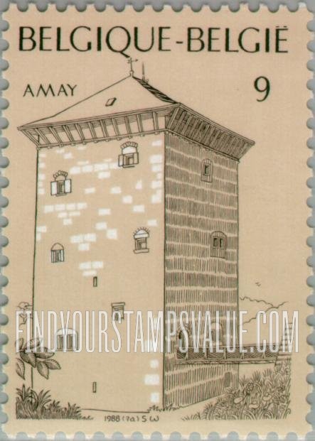 FindYourStampsValue: Tourism: Romanesque watchtower, circa 12th-13th centuries, Amay