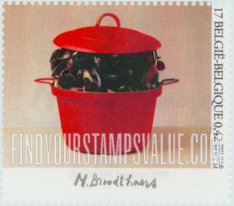 FindYourStampsValue: Musées Royaux des Beaux Arts, Brussels, 200th Anniversary: Mussel Triumph II, by Marcel Broodthaers