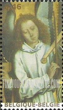 FindYourStampsValue: Angels painted by Hans Memling: Angel Playing Trumpet Marine