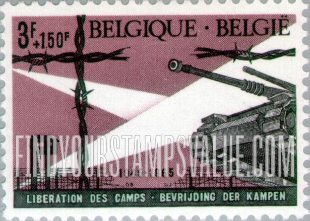 FindYourStampsValue: Semi-Postal: Searchlights and tank breaking down barbed wire