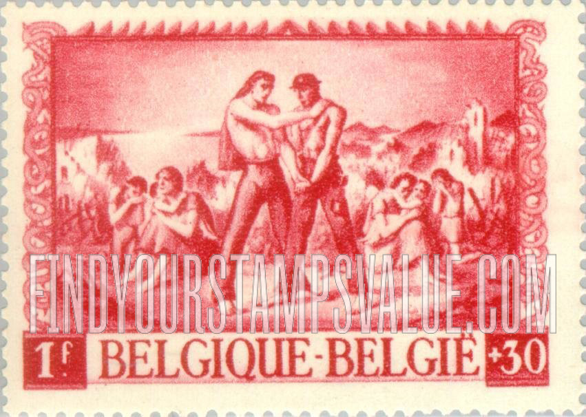 FindYourStampsValue: Semi-Postal: Union of the Flemish and Walloon Peoples in their Sorrow