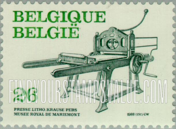 FindYourStampsValue: Printing Presses: Litho Krause, Royal Museum, Mariemont