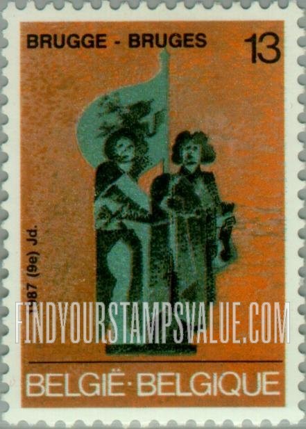 FindYourStampsValue: Tourism: Statues of Jan Breydel and Pieter de Conin, Bruges