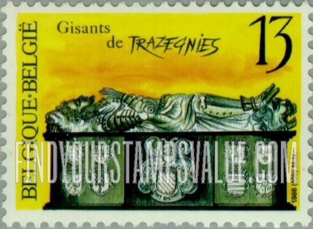 FindYourStampsValue: Cultural Heritage, Artifacts: Sarcophagus, St. Martin’s Church, Trazegnies