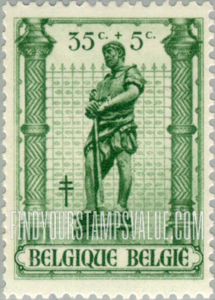 FindYourStampsValue: Semi-Postal, Statues in Petit Sablon Park, Brussels: Blacksmith