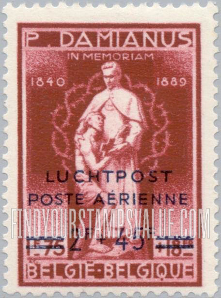 FindYourStampsValue: Air Post Semi-Postal: Father Damien Comforting Leper