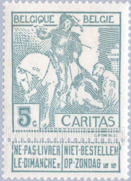 FindYourStampsValue: Semi-Postal: St. Martin of Tours Dividing His Cloak with a Beggar