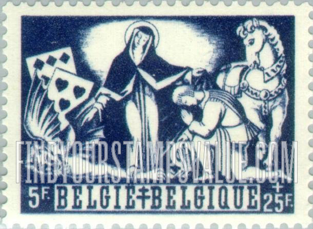 FindYourStampsValue: Semi-Postal: St. Gertrude rescuing the knight with the cards