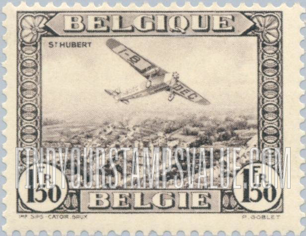 FindYourStampsValue: Air Post: Plane over St. Hubert